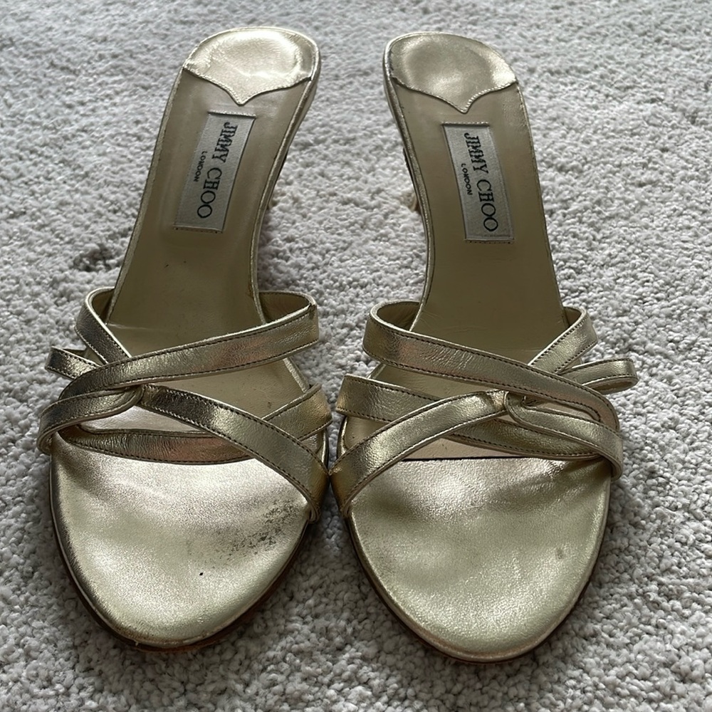 Jimmy Choo gold kitten heels size 40